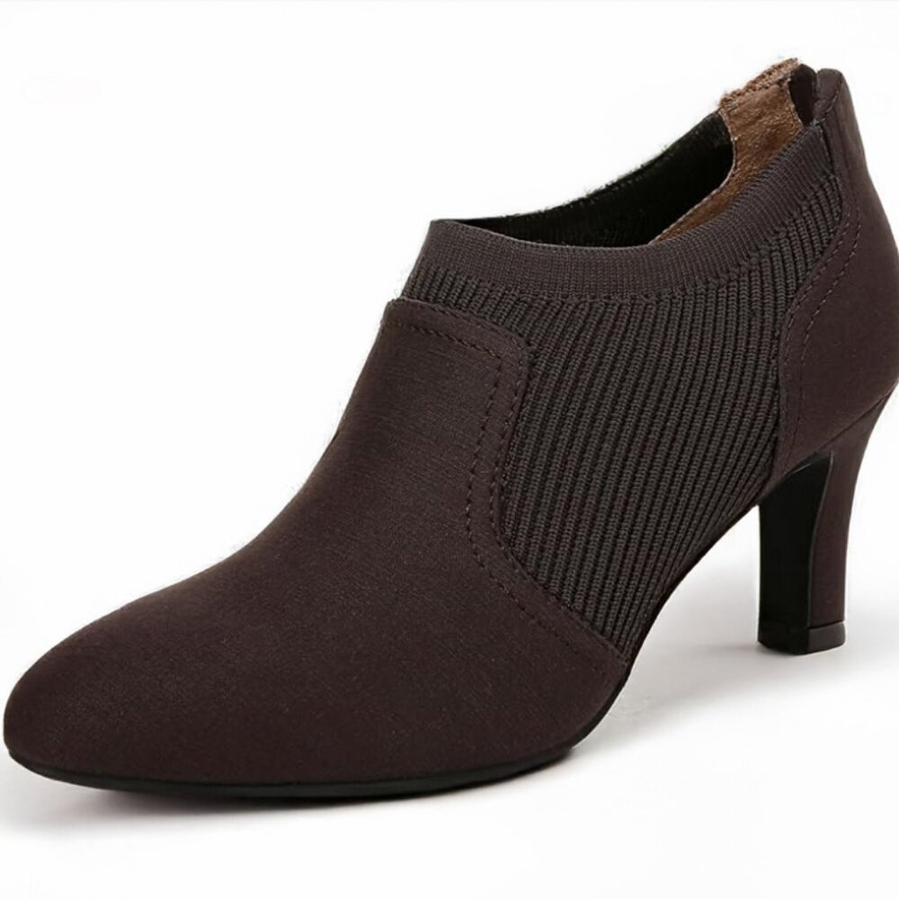 LifeStride Gia Shootie Ankle Boot Brown Pointed Toe Heel Size 8.5 Like New